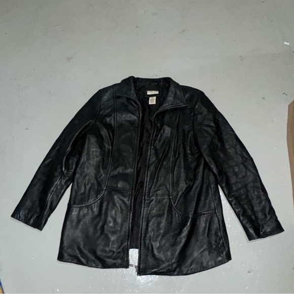Women’s Covington Brand Vintage Black Real Leather Zip Up Jacket Size L 14-16 - Picture 3 of 16
